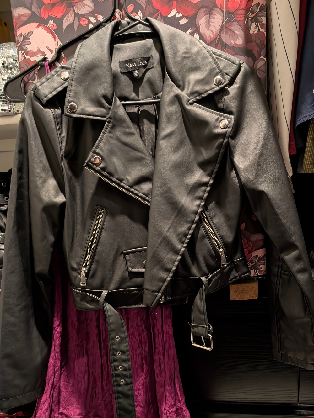 New Look Faux Leather Moto Jacket Black Small Like New
